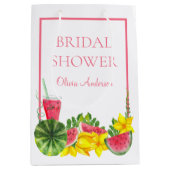 Roze Watermeloen Naam Bruidsfeest Midden Geschenk Medium Cadeauzakje (Voorkant)