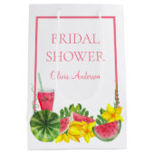 Roze Watermeloen Naam Bruidsfeest Midden Geschenk Medium Cadeauzakje (Achterkant)