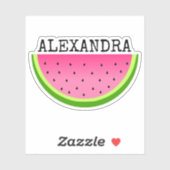 Roze Watermeloen Naam Sticker (Vel)