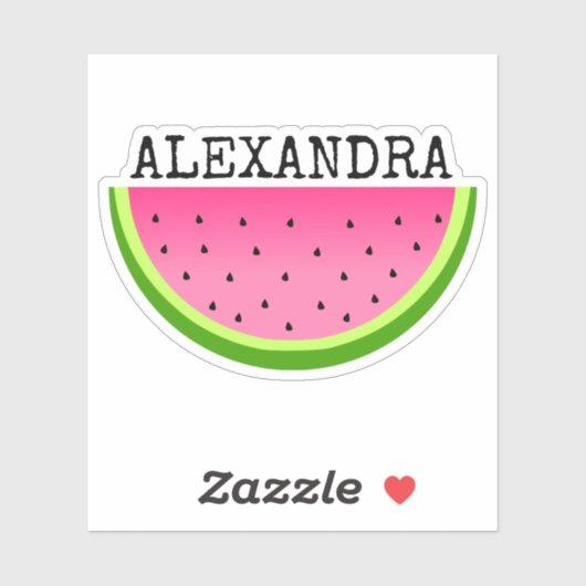 Roze Watermeloen Naam Sticker (Vel)