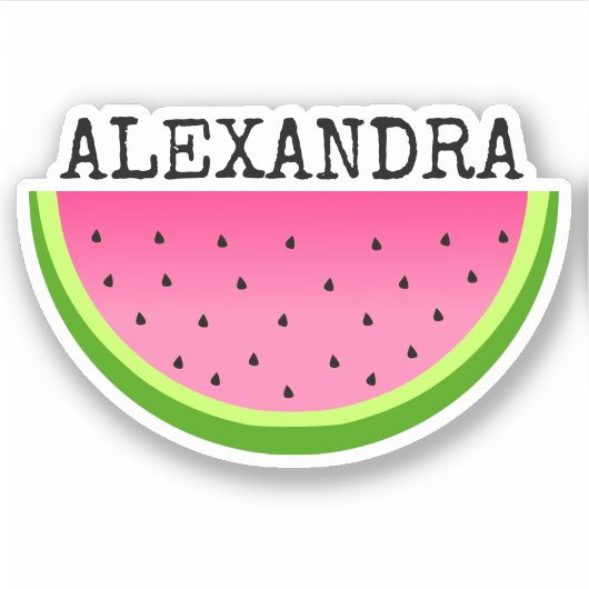 Roze Watermeloen Naam Sticker (Voorkant)