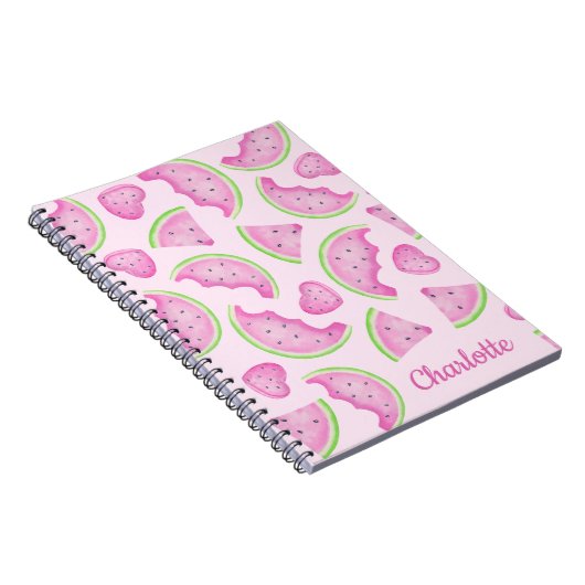 Roze Watermeloen Notitieboek – Custom Name Summer  (Rechterzijde)