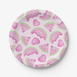Roze Watermeloen Papier Borden – Zomerfruit Papieren Bordje
