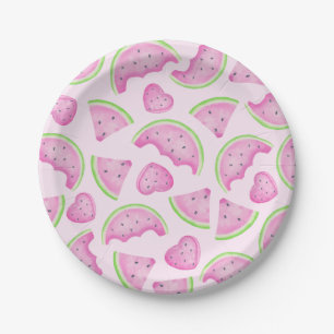 Roze Watermeloen Papier Borden – Zomerfruit Papieren Bordje