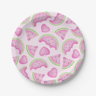 Roze Watermeloen Papier Borden – Zomerfruit Papieren Bordje