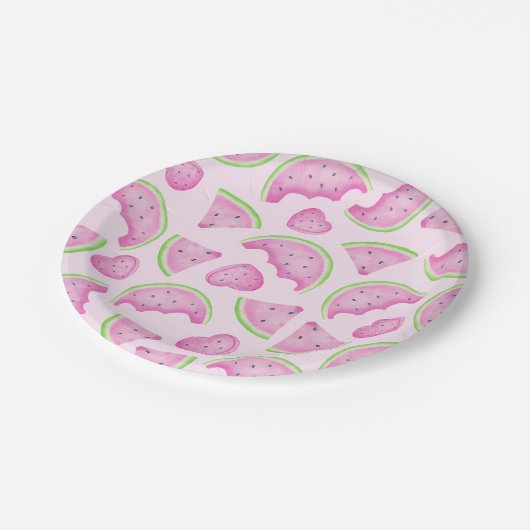 Roze Watermeloen Papier Borden – Zomerfruit Papieren Bordje (Gekanteld)