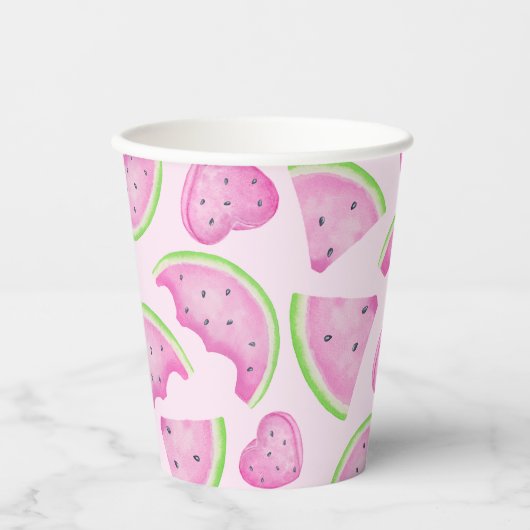 Roze Watermeloen Papieren Bekers – Summer Birthday (Voorkant)