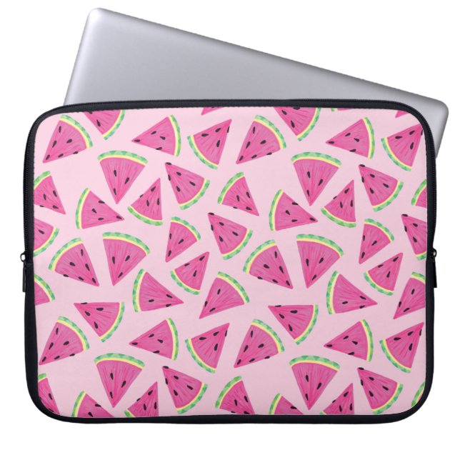 Roze watermeloen patroon laptop sleeve (Voorkant)