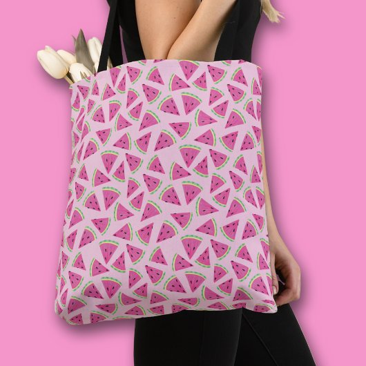 Roze watermeloen patroon tote bag