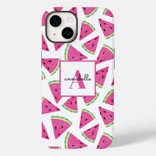Roze Watermeloen Pattern initiaal voornaam Case-Mate iPhone Case (Achterkant)