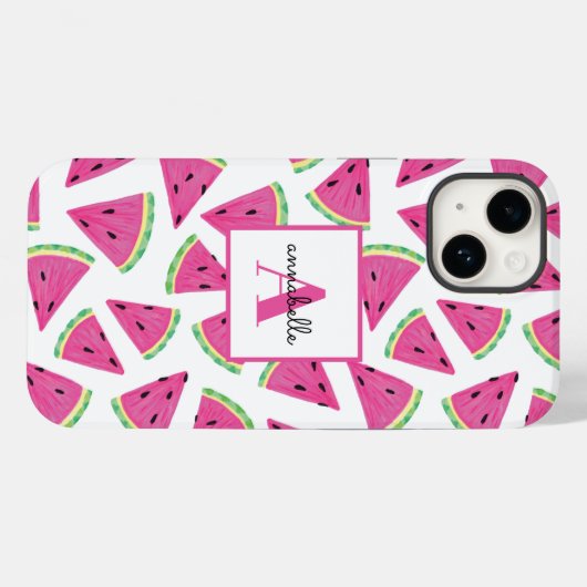 Roze Watermeloen Pattern initiaal voornaam Case-Mate iPhone Case (Achterkant (horizontaal))