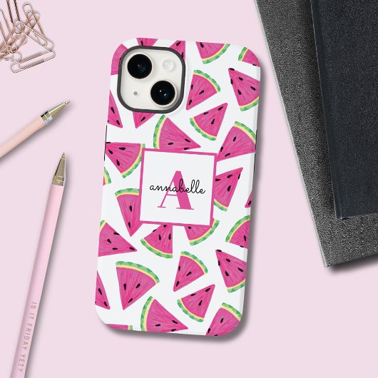 Roze Watermeloen Pattern initiaal voornaam Case-Mate iPhone Case