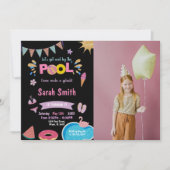 Roze watermeloen Pool Birthday Invitations w foto Kaart (Voorkant)