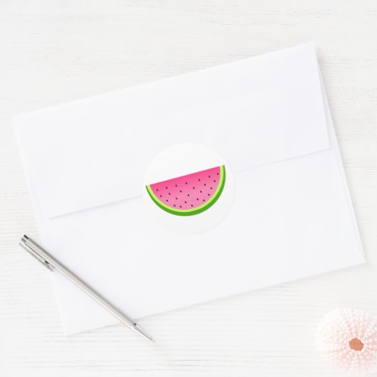 Roze watermeloen ronde sticker (Envelop)