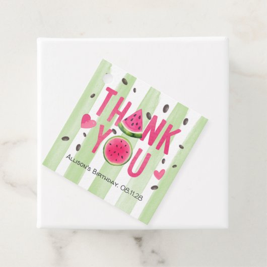 Roze Watermeloen, Schattigee Zomerverjaardag Dank Bedankjes Labels (In situ)