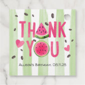 Roze Watermeloen, Schattigee Zomerverjaardag Dank  Bedankjes Labels (Achterkant)