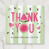 Roze Watermeloen, Schattigee Zomerverjaardag Dank  Bedankjes Labels (Voorkant)