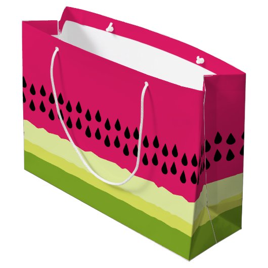 Roze watermeloen Slice Gift Bag Groot Cadeauzakje (Achterkant Gekanteld)