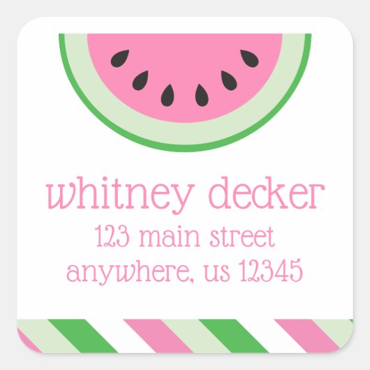 Roze Watermeloen Strepen Retouradres Labels (Voorkant)