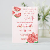 Roze Watermeloen Thema Uitnodiging voor Douche (Staand voorkant)