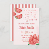 Roze Watermeloen Thema Uitnodiging voor Douche (Voorkant / Achterkant)