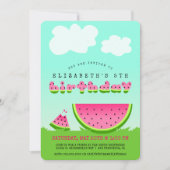 Roze Watermeloen Verjaardag Picknick Party Uitnodi Kaart (Voorkant)