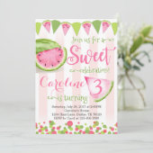 Roze Watermeloen Verjaardag Uitnodiging (Staand voorkant)