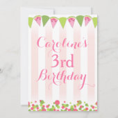 Roze Watermeloen Verjaardag Uitnodiging (Achterkant)