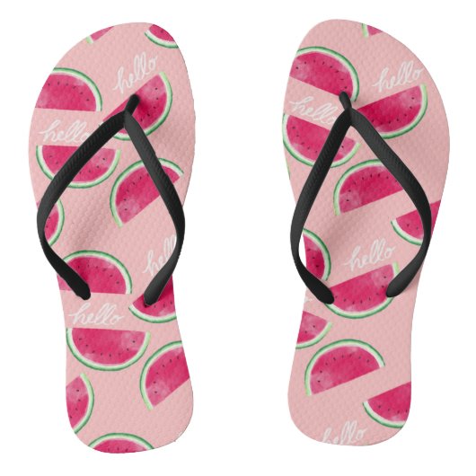 Roze watermeloen volwassen Teenslippers, slanke ba Teenslippers (Voetbed)