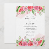 Roze Watermeloen Whimsical Bruiloft Kaart (Voorkant / Achterkant)