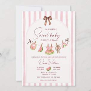 Roze Watermeloen Zomer Baby Shower Kaart