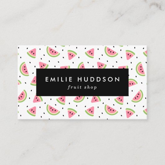 Roze Watermeloenen, Watermeloen Zaden, Fruit Shop Visitekaartje (Voorkant)