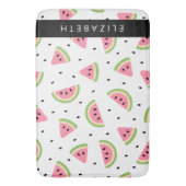 Roze watermeloenen, watermeloenzaden, Jouw naam Badmat (Voorkant Verticaal)
