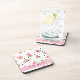 Roze watermeloenen, watermeloenzaden, Jouw naam Bier Onderzetter