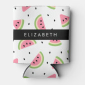 Roze watermeloenen, watermeloenzaden, Jouw naam Blikjeskoeler (Voorkant)
