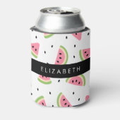 Roze watermeloenen, watermeloenzaden, Jouw naam Blikjeskoeler (Blikje Achterkant)