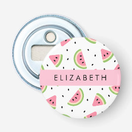 Roze watermeloenen, watermeloenzaden, Jouw naam Button Flesopener