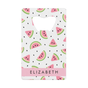 Roze watermeloenen, watermeloenzaden, Jouw naam Creditkaart Flessenopener