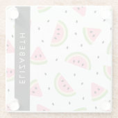 Roze watermeloenen, watermeloenzaden, Jouw naam Glazen Onderzetter (Achterkant)