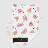 Roze watermeloenen, watermeloenzaden, Jouw naam Golfhanddoek (Insitu)