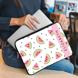 Roze watermeloenen, watermeloenzaden, Jouw naam Laptop Sleeve