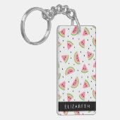 Roze watermeloenen, watermeloenzaden, Jouw naam Sleutelhanger (Voorkant Links)