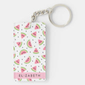 Roze watermeloenen, watermeloenzaden, Jouw naam Sleutelhanger (achterkant)