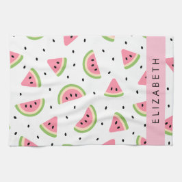 Roze watermeloenen, watermeloenzaden, Jouw naam Theedoek