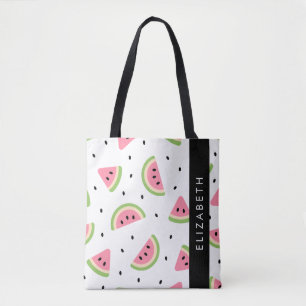 Roze watermeloenen, watermeloenzaden, Jouw naam Tote Bag