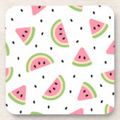 Roze watermeloenen, watermeloenzaden, zomerpatroon bier onderzetter (Voorkant)