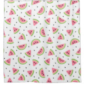 Roze watermeloenen, watermeloenzaden, zomerpatroon douchegordijn (Voorkant)