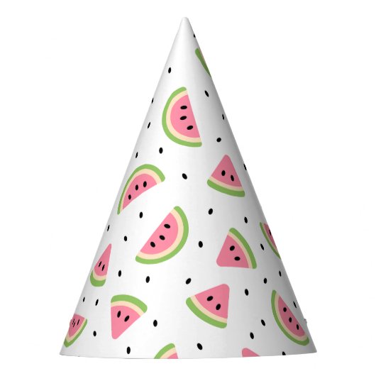 Roze watermeloenen, watermeloenzaden, zomerpatroon feesthoedjes (Voorkant)