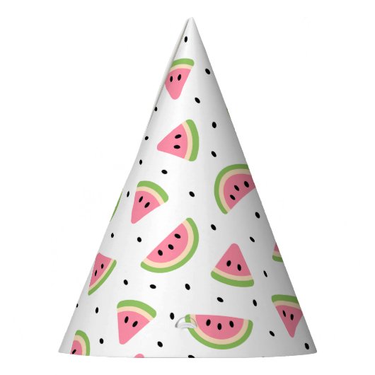 Roze watermeloenen, watermeloenzaden, zomerpatroon feesthoedjes (Links)