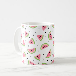 Roze watermeloenen, watermeloenzaden, zomerpatroon koffiemok